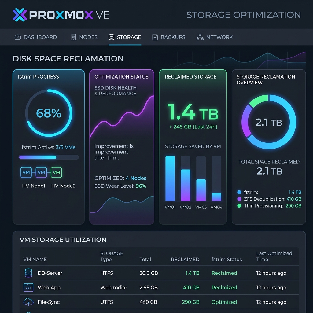 Como recuperar espaço em disco de Máquinas Virtuais no Proxmox VE (utilizando fstrim e discard)