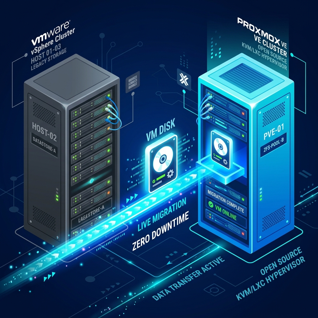 Migração de VMware ESXi para Proxmox VE com Zero Downtime: Passo a Passo