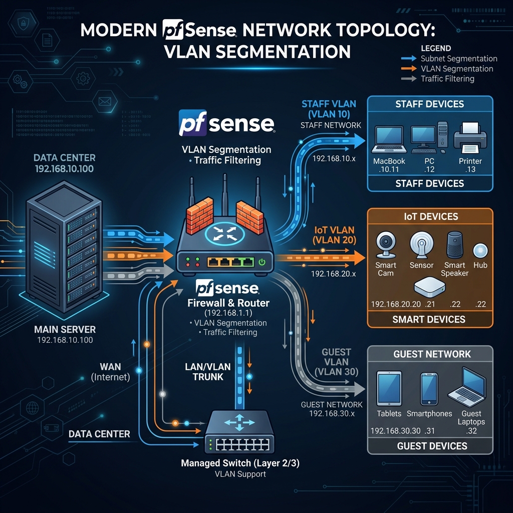 Segmentação de Rede com VLANs no pfSense: Isolando o Wi-Fi de Visitantes