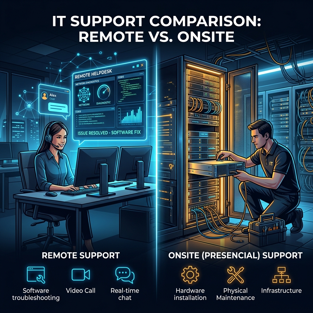 Suporte Técnico Remoto vs Presencial: Quando Usar Cada Um